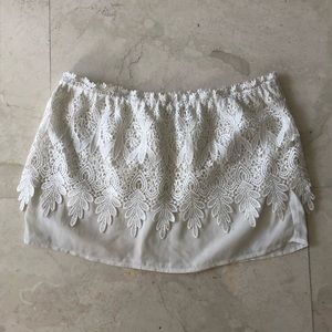 Lace detail white strapless top